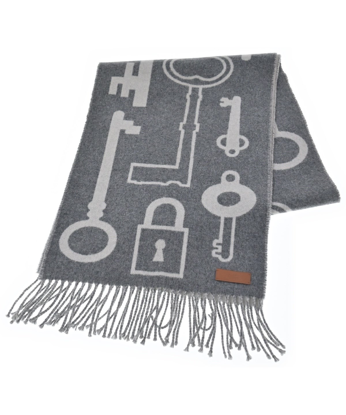 新品・未使用】HERMES 100%カシミヤ マフラー グレー 箱付き HERMES