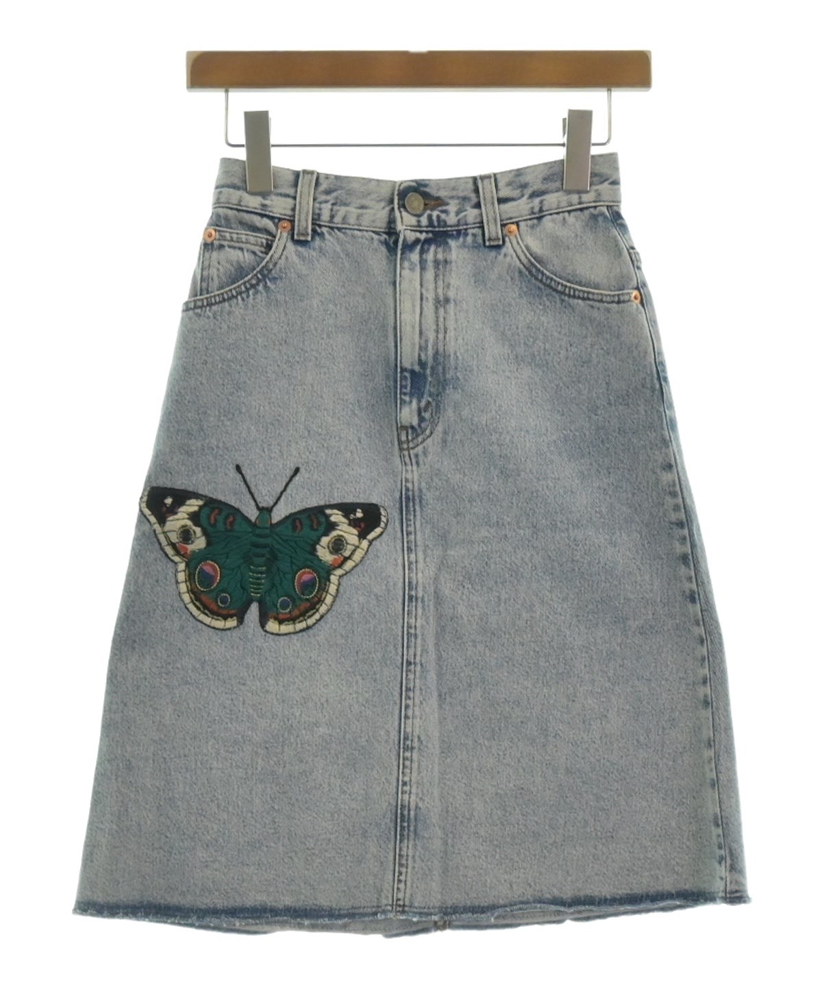 GUCCI（グッチ）ひざ丈スカート 青 サイズ:36(XS位) レディース