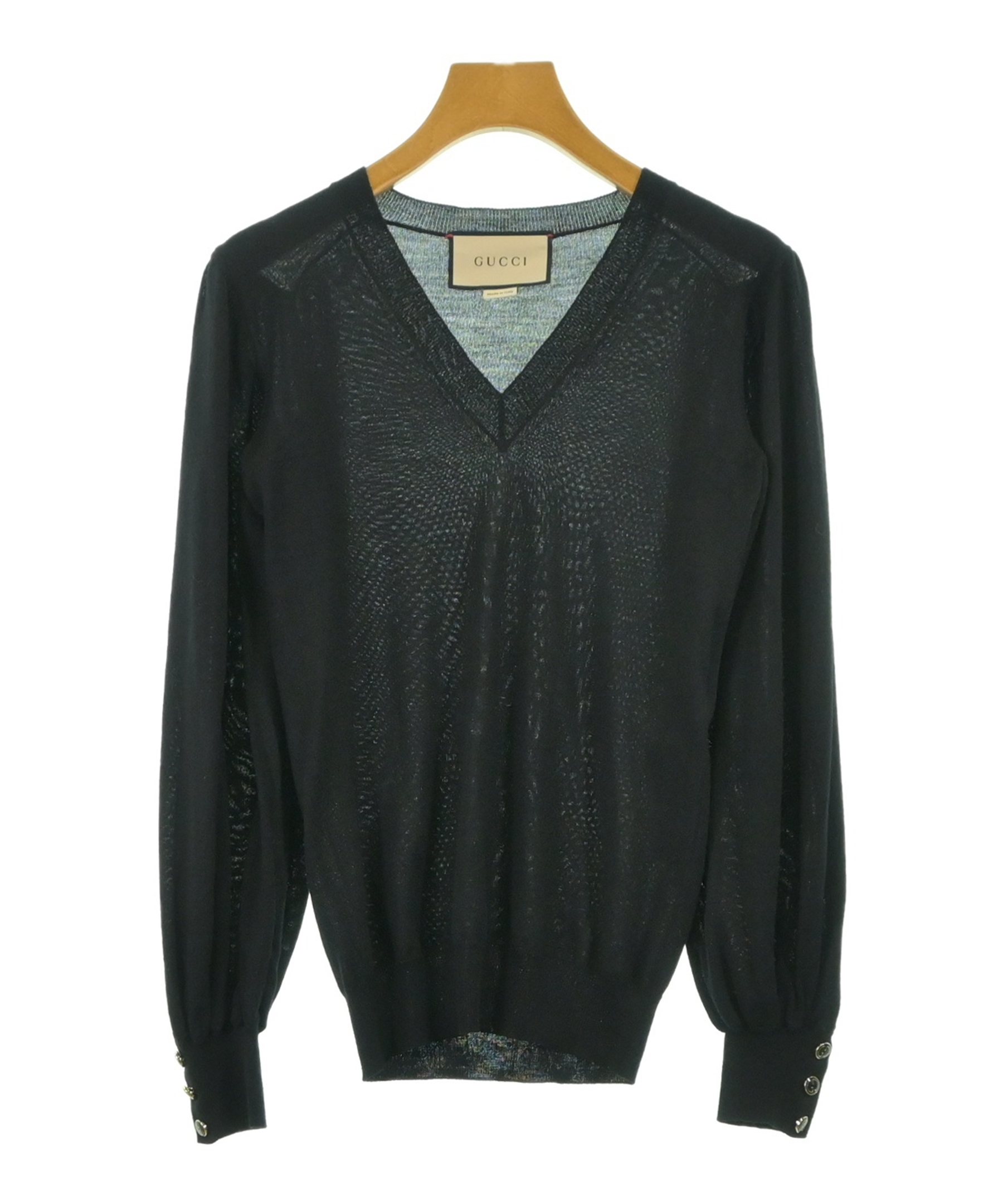 ◎　グッチ　GUCCI 黒ニットVネック　　Sサイズ GUCCI - 古着 GUCCI グッチ イタリア製 長袖 Vネック セーター S