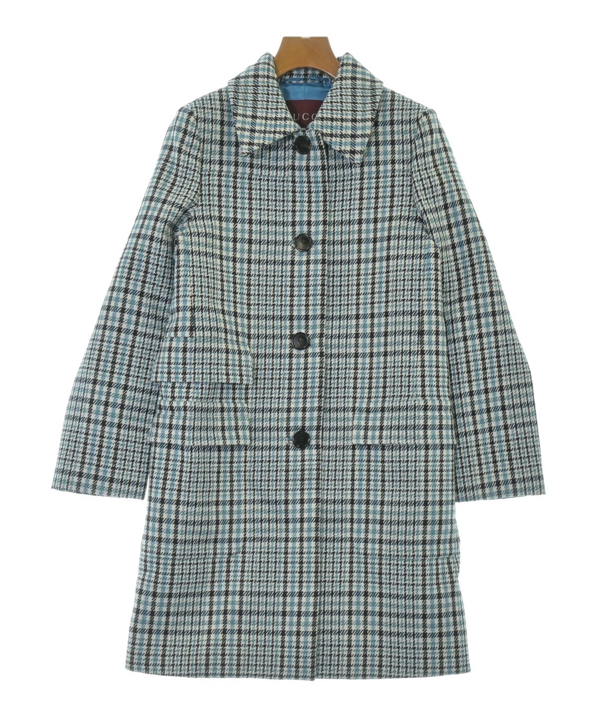 ■ 48240★年 GUCCI グッチ ステンカラーコート アルパカ混 * GUCCI（グッチ）ステンカラーコート 青 サイズ:36(XS位) レディース