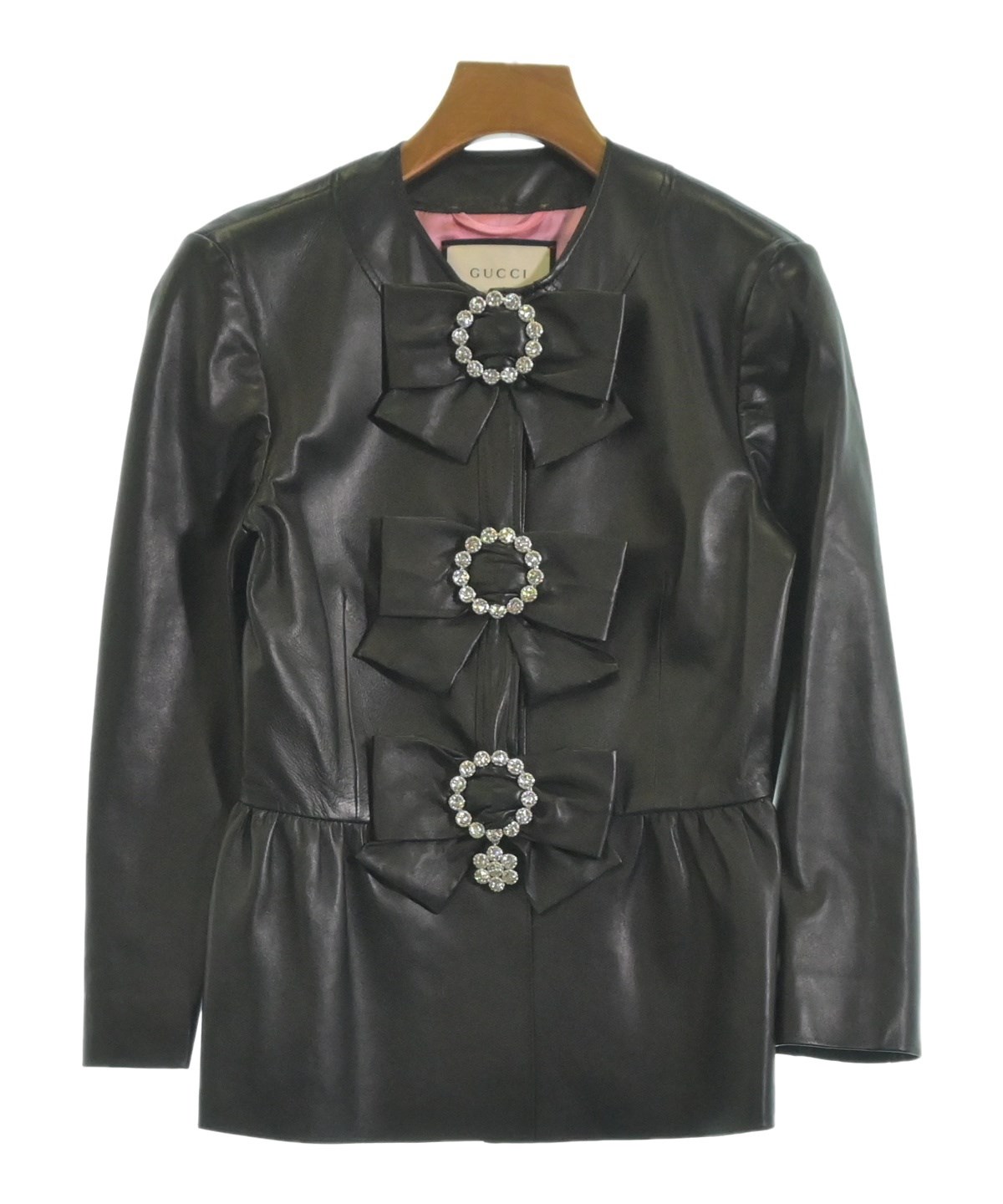✨美品✨GUCCI　グッチ　革　ジャケット　シャツ　ブラウス　レザー　黒 GUCCI（グッチ）ジャケット 黒 サイズ:36(XS位) レディース