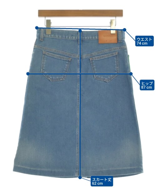 GUCCI（グッチ）ひざ丈スカート 青 サイズ:42(M位) レディース/2200676255096