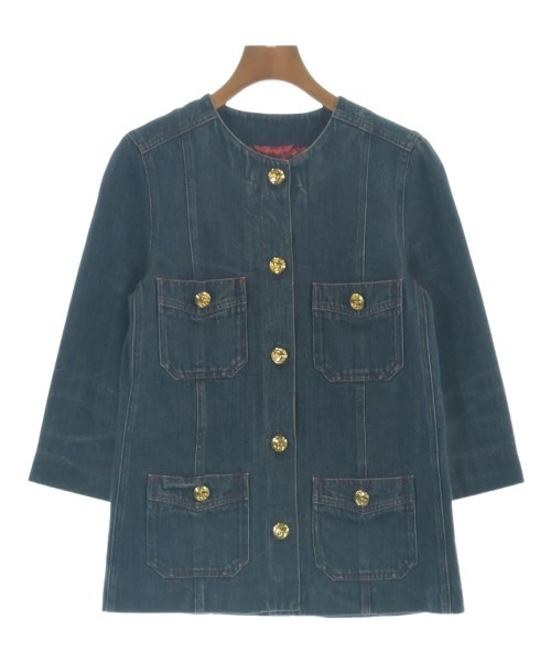 GUCCI(グッチ)ノーカラージャケット 紺 サイズ:36(XS位)/2200693874058