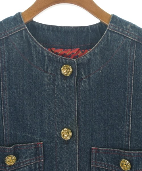 GUCCI（グッチ）ノーカラージャケット 紺 サイズ:36(XS位) レディース/2200693874058