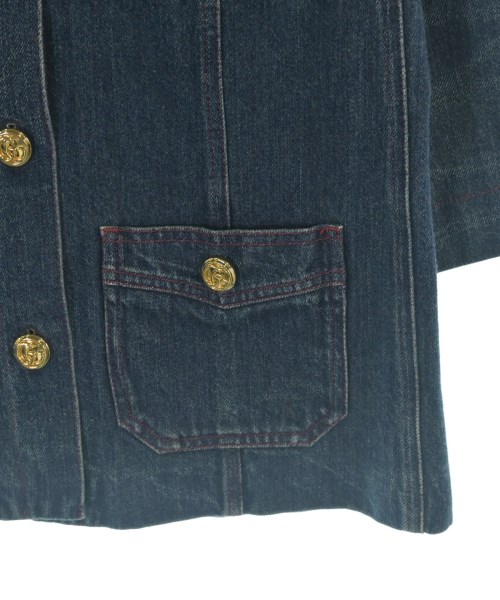 GUCCI（グッチ）ノーカラージャケット 紺 サイズ:36(XS位) レディース/2200693874058