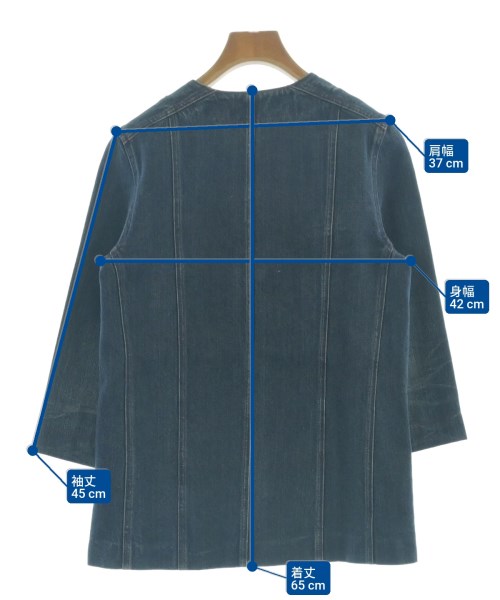 GUCCI（グッチ）ノーカラージャケット 紺 サイズ:36(XS位) レディース/2200693874058
