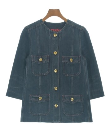 GUCCI（グッチ）ノーカラージャケット 紺 サイズ:36(XS位) レディース
