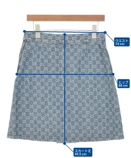 GUCCI（グッチ）ひざ丈スカート 青 サイズ:38(S位) レディース/2200651103046