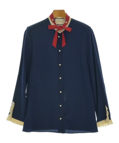 GUCCI(グッチ)ブラウス 紺 サイズ:38(S位)/2200664898175