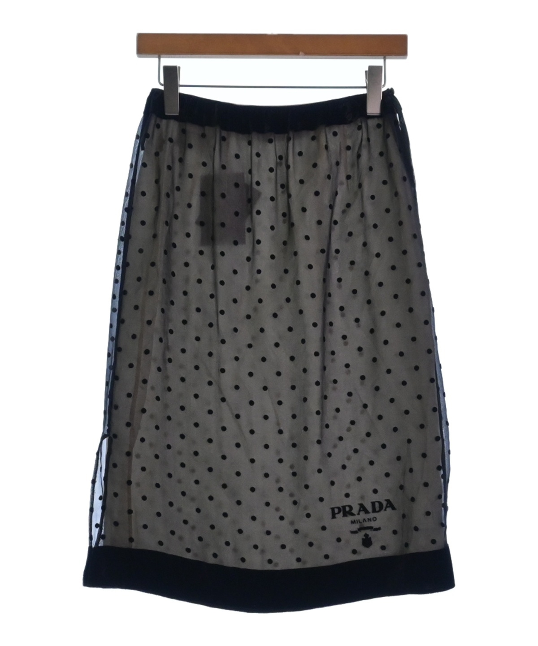 PRADA（プラダ）ひざ丈スカート 黒 サイズ:38(S位) レディース
