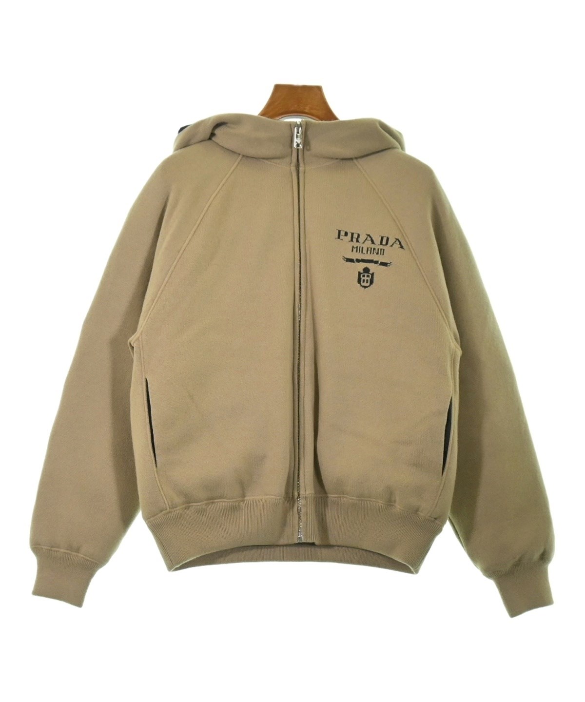 PRADA フード付きベージュベスト PRADA（プラダ）ダウンジャケット/ダウンベスト ベージュ サイズ:38(S