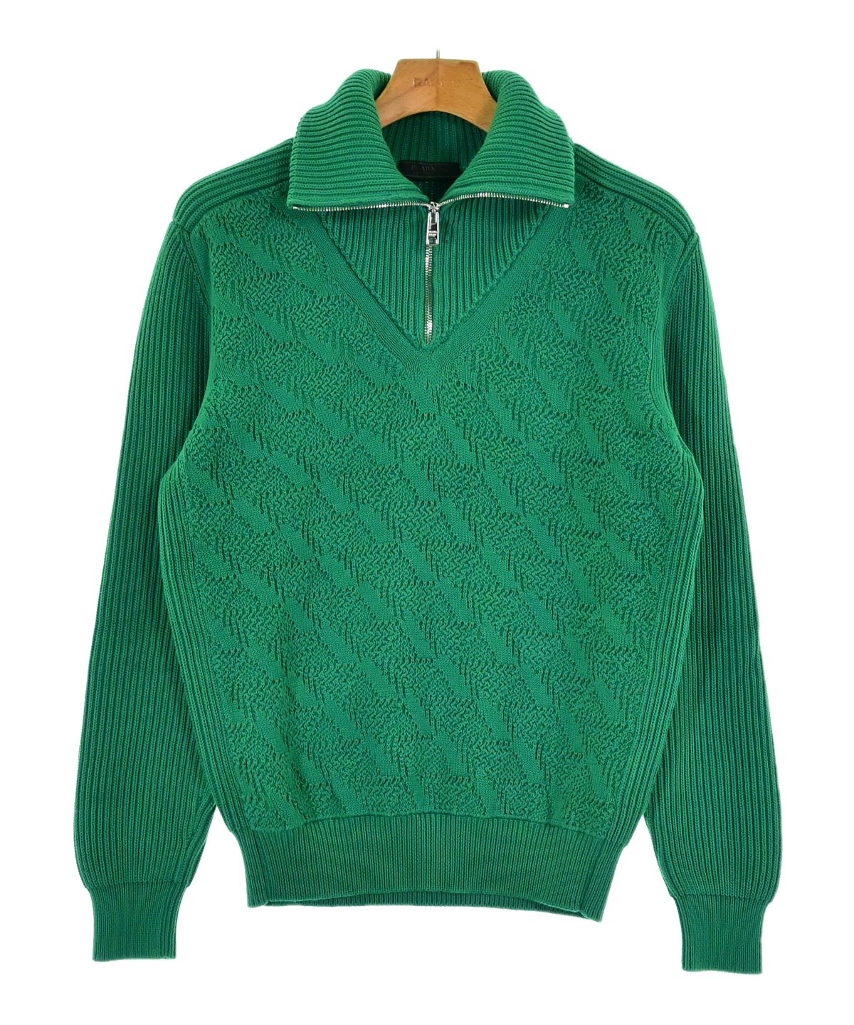 PRADA オリーブグリーン ニット PRADA（プラダ）ニット・セーター 緑 サイズ:48(L位) メンズ