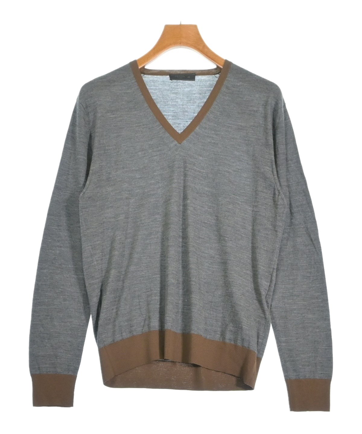う*ん様 PRADA グレー Vネックセーター PRADA（プラダ）ニット・セーター グレー サイズ:48(L位) メンズ