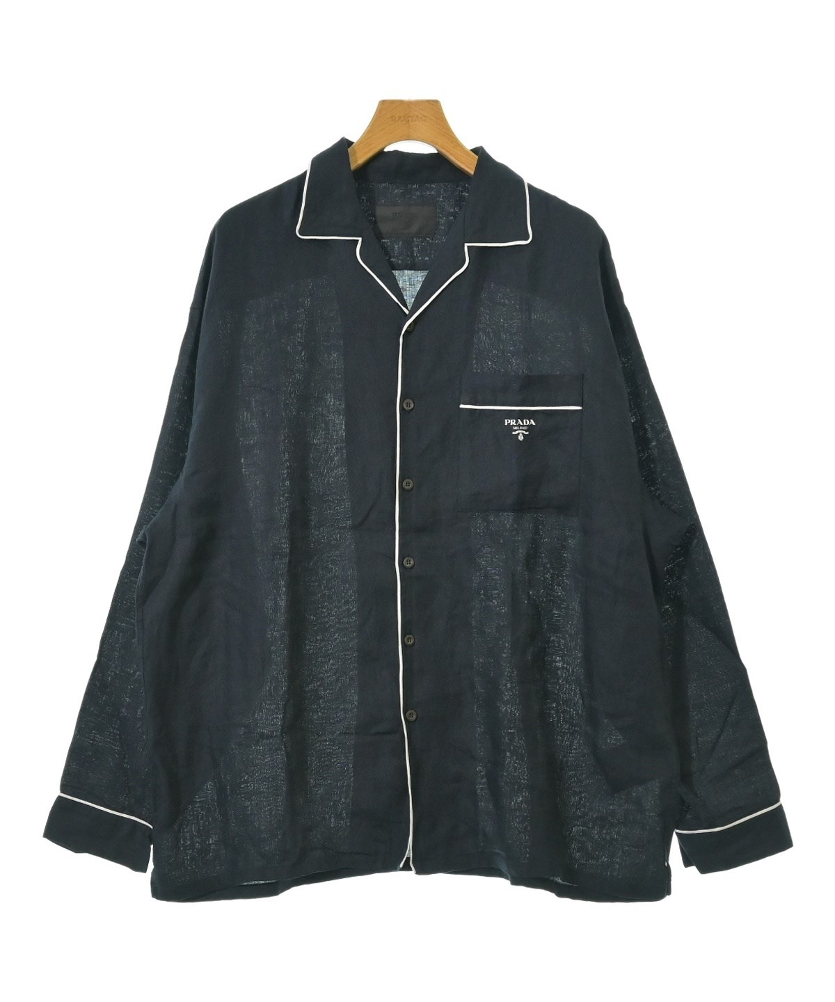 美品☆PRADA ネイビー半袖シャツ　タグ無し　M　相当 美品☆PRADA ネイビー半袖シャツ タグ無し M 相当 - メルカリ