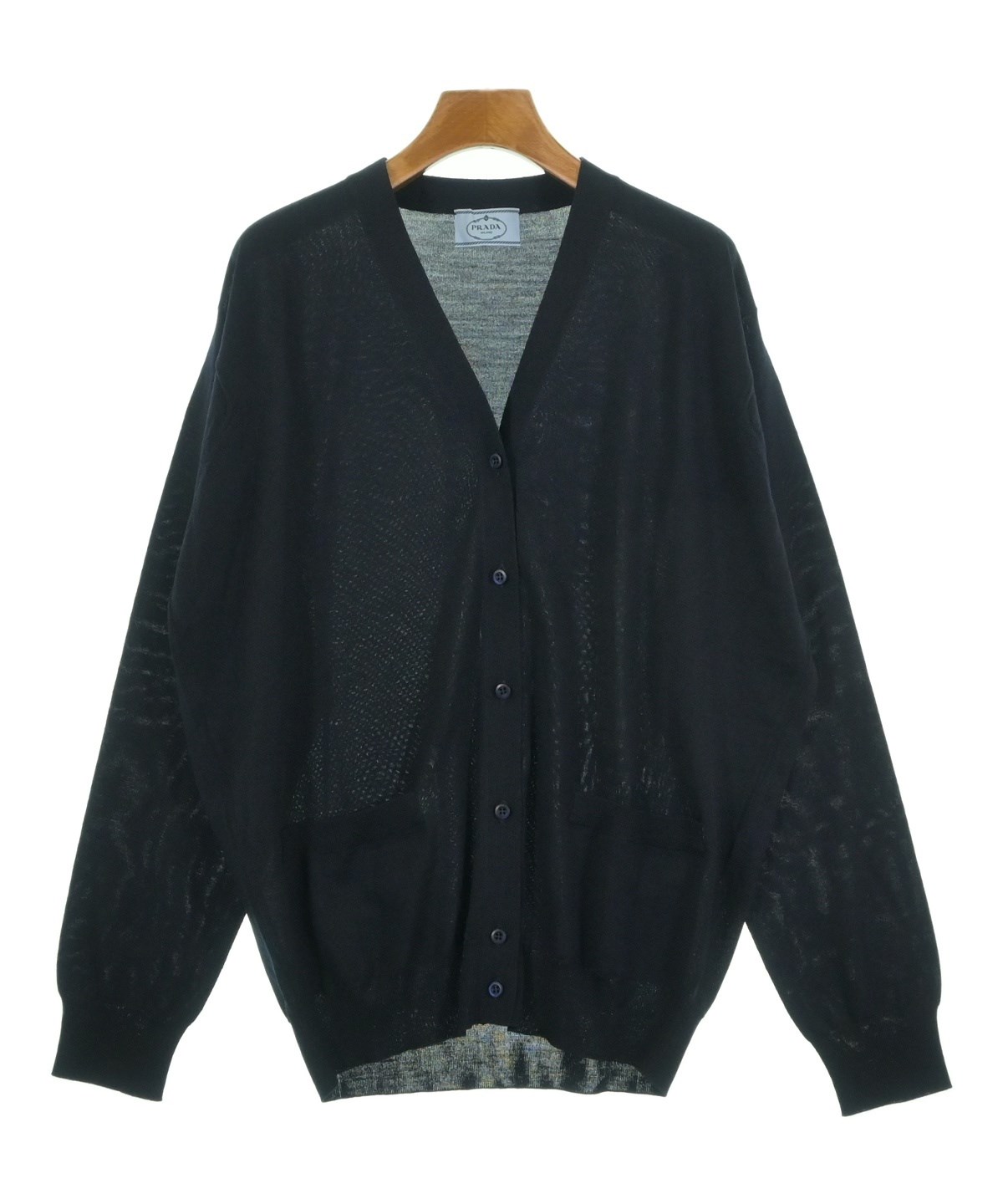 未使用✨プラダ Vネックカーディガン ウール 24年現行 ネイビー 42 大きめ 未使用✨プラダ Vネックカーディガン ウール 24年現行 ネイビー 42