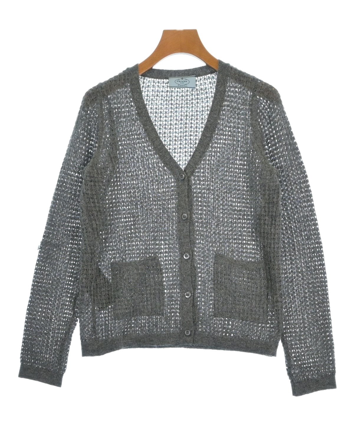 【極美品】PRADA プラダ グレー カーディガン イタリア製 カシミヤ100％ PRADA（プラダ）カーディガン グレー サイズ:38(S位) レディース