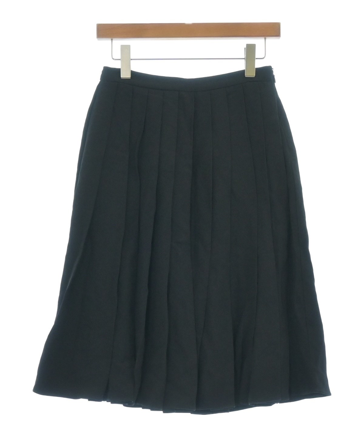 Prada プラダ 膝丈スカート 光沢ブラック ボタニカル PRADA（プラダ）ひざ丈スカート 紺 サイズ:38(S位) レディース