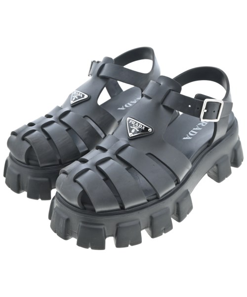 PRADA(プラダ)サンダル 黒 サイズ:8(27cm位)/2200631767534