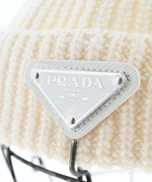 PRADA（プラダ）ニットキャップ・ビーニー 白 サイズ:L メンズ/2200633079475