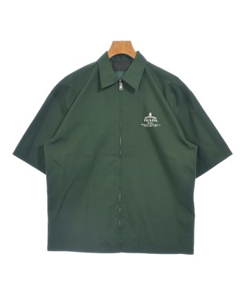 PRADA 半袖シャツ L 黒 緑 アートプリント PRADA（プラダ）カジュアルシャツ 緑 サイズ:XS メンズ/2200634161025