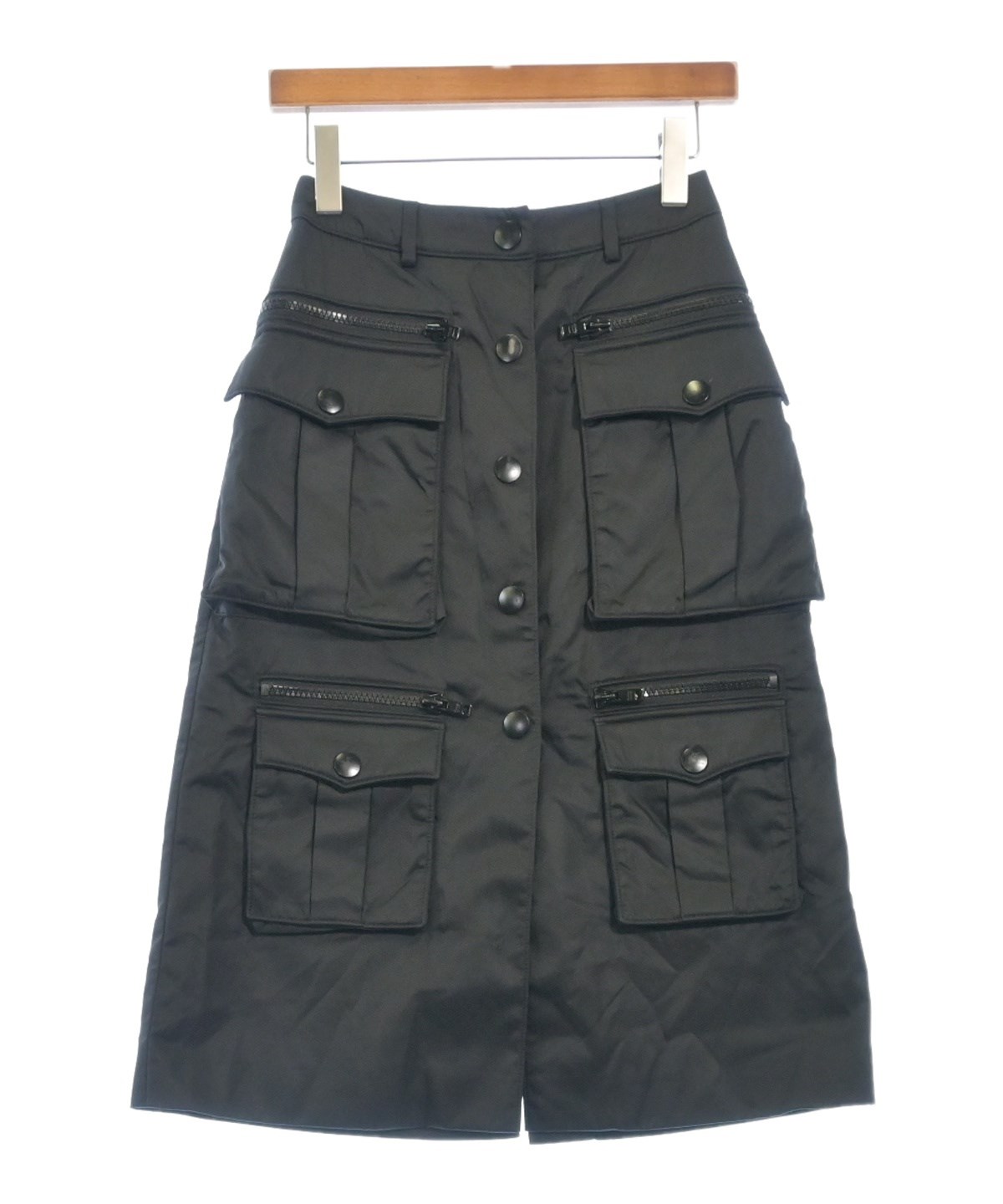 PRADA（プラダ）ひざ丈スカート 黒 サイズ:36(XS位) レディース