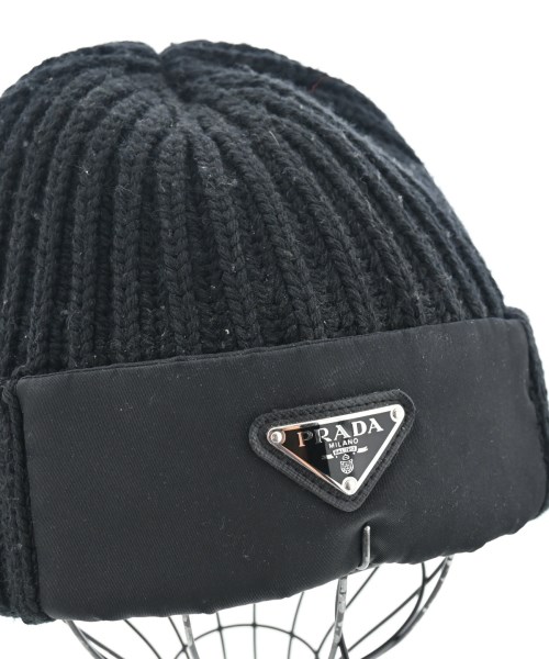 PRADA（プラダ）ニットキャップ・ビーニー 黒 サイズ:M メンズ/2200617778066