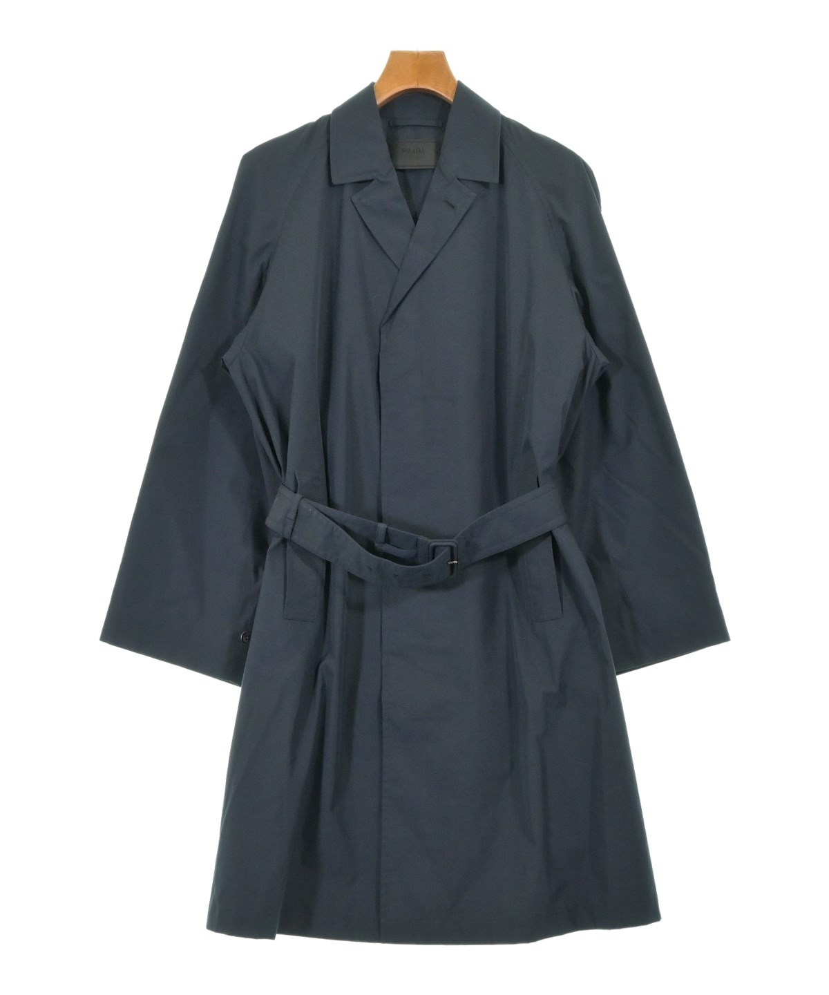 PRADA（プラダ）ステンカラーコート 紺 サイズ:46(M位) メンズ