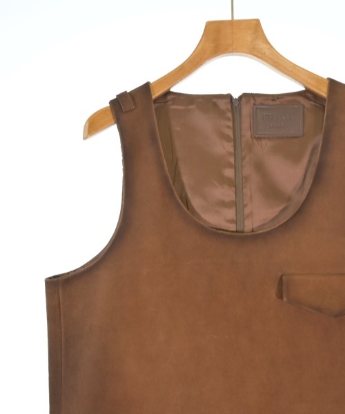 PRADA（プラダ）ワンピース 茶 サイズ:48(XXL位) レディース/2200672481055