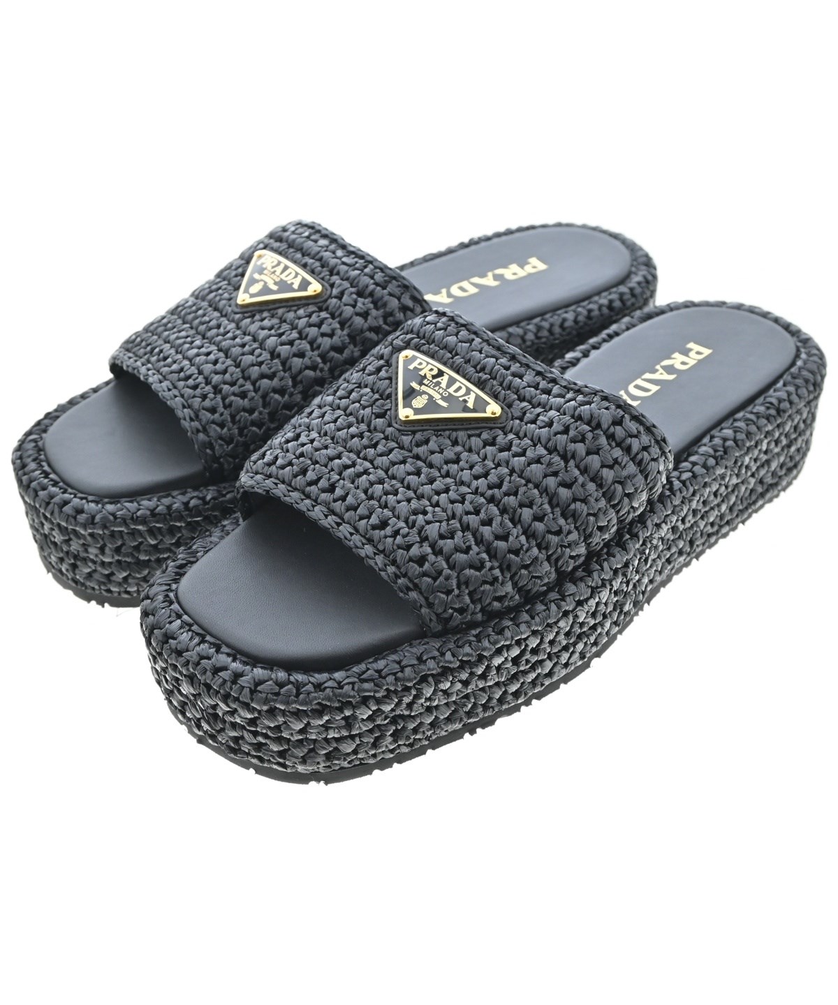 美品 PRADAプラダ サンダル 38 ノベルティ PRADA（プラダ）サンダル 紺 サイズ:EU38(24.5cm位) レディース