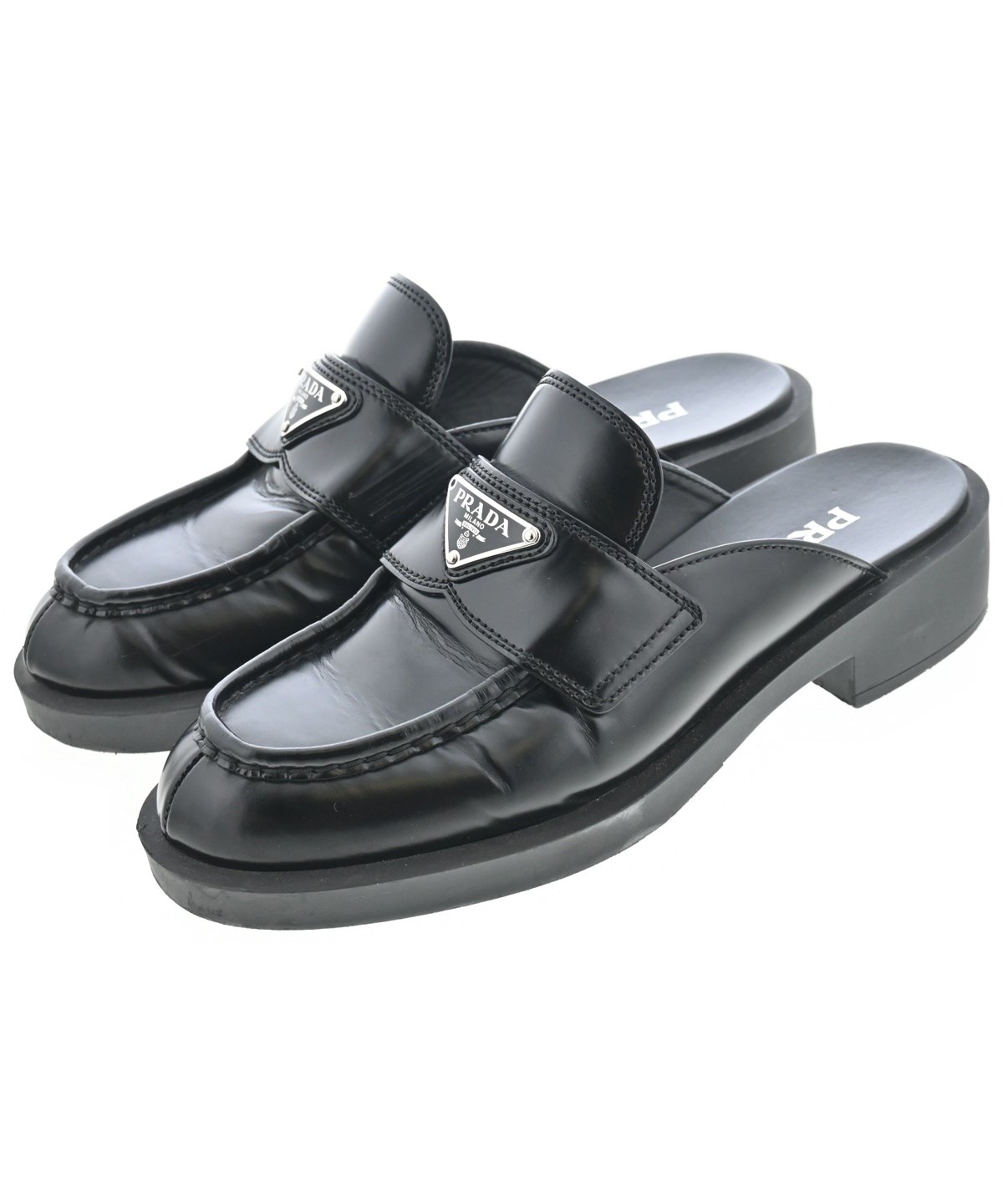 PRADA（プラダ）ドレスシューズ/ローファー 黒 サイズ:37(23.5cm位