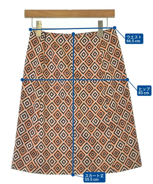 PRADA（プラダ）ひざ丈スカート オレンジ サイズ:38(S位) レディース/2200695855024