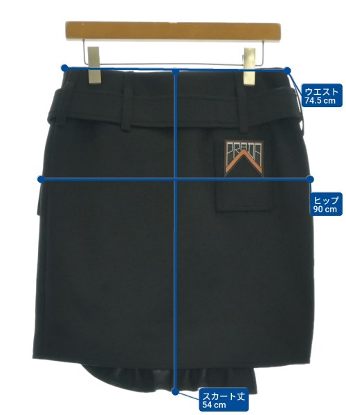 PRADA（プラダ）ひざ丈スカート 黒 サイズ:38(S位) レディース/2200690329056