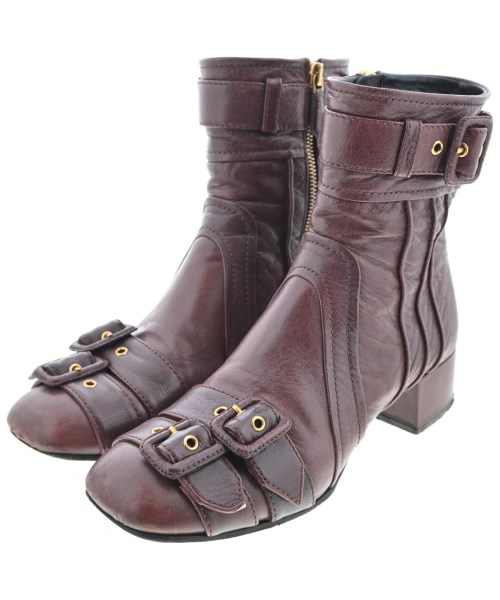 PRADA(プラダ)ブーツ 赤 サイズ:EU37 1/2(24cm位)/2200657631086