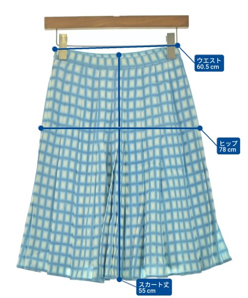 PRADA（プラダ）ひざ丈スカート 青 サイズ:36(XS位) レディース/2200658015021