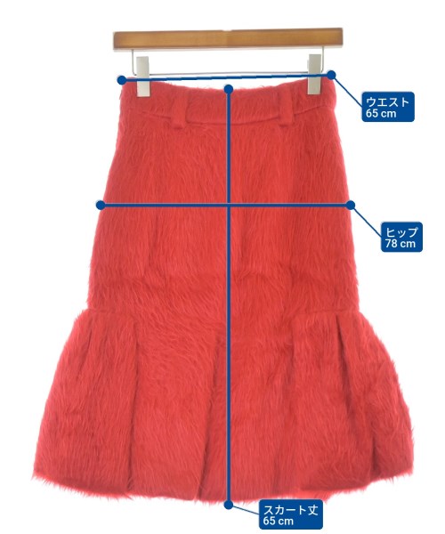 PRADA（プラダ）ひざ丈スカート 赤 サイズ:36(XS位) レディース/2200637102063