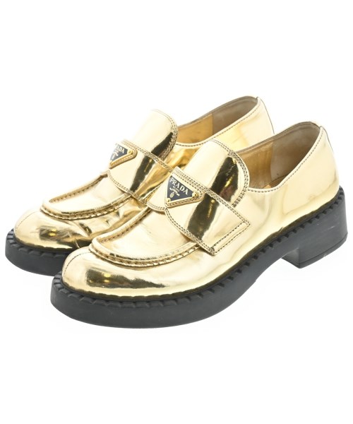 PRADA(プラダ)ドレスシューズ/ローファー ゴールド サイズ:EU38(24.5cm位)/2200650786011
