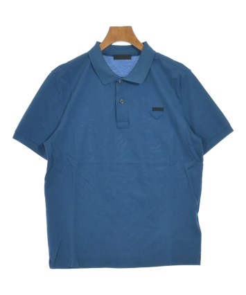PRADA プラダ ポロシャツ ストライプ ブルー ブラック 50 PRADA（プラダ）ポロシャツ 青 サイズ:L メンズ/2200704435261 |【公式