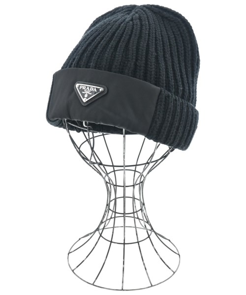 PRADA(プラダ)ニットキャップ・ビーニー 黒 サイズ:L/2200661833346