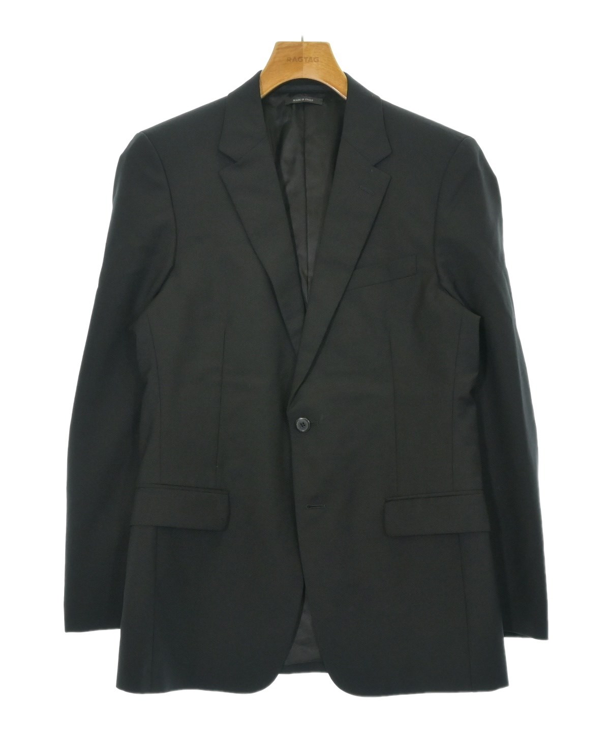 値下イタリアで購入。タグ付きブラック テーラードジャケット サイズ48 PRADA（プラダ）テーラードジャケット 黒 サイズ:48(L位) メンズ