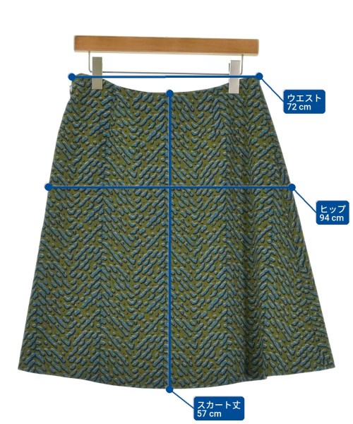 PRADA（プラダ）ひざ丈スカート カーキ サイズ:44(L位) レディース/2200721586014