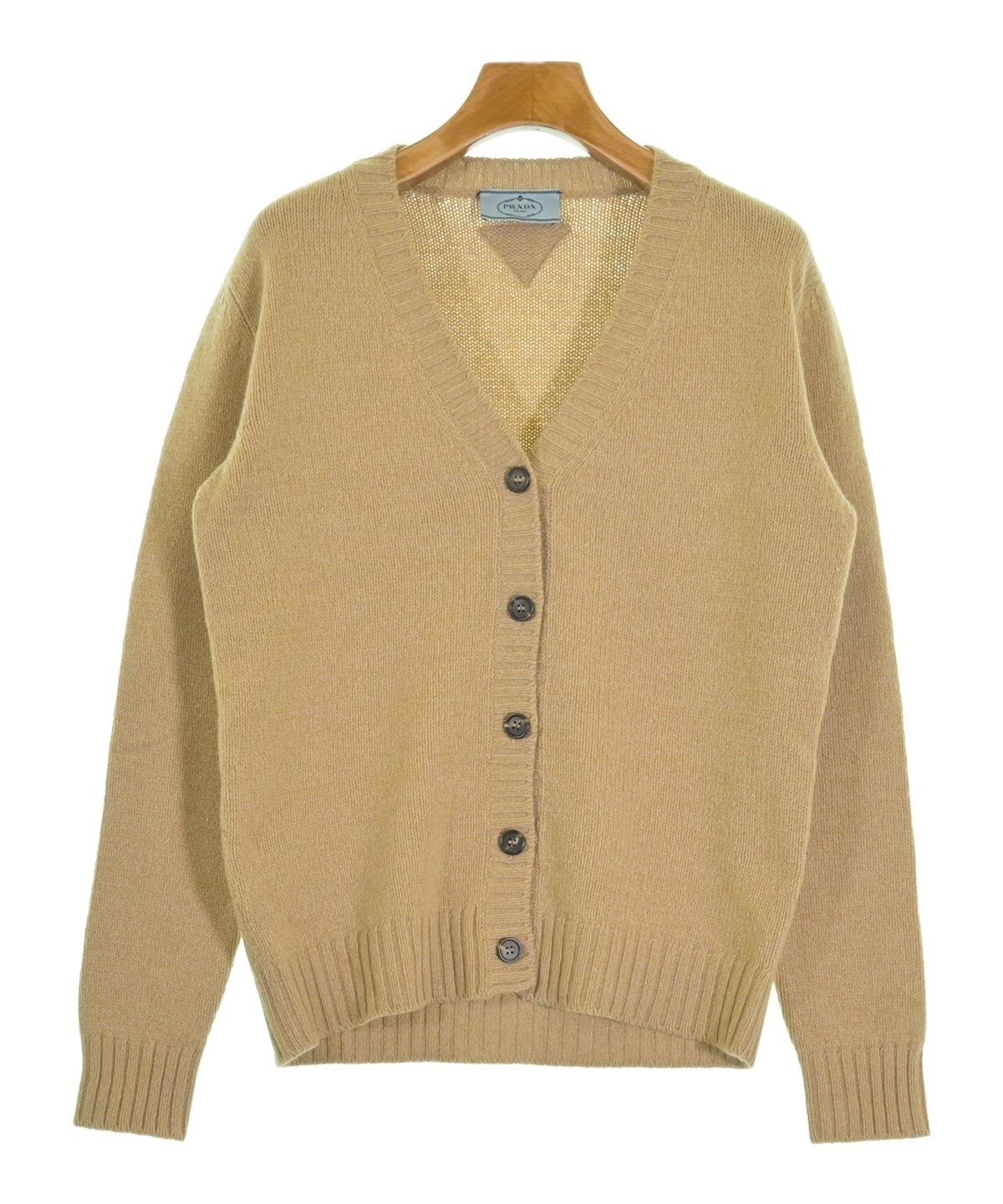 PRADA MILANO 半袖 リブニット ベージュ サイズ38 PRADA（プラダ）カーディガン ベージュ サイズ:38(S位) レディース