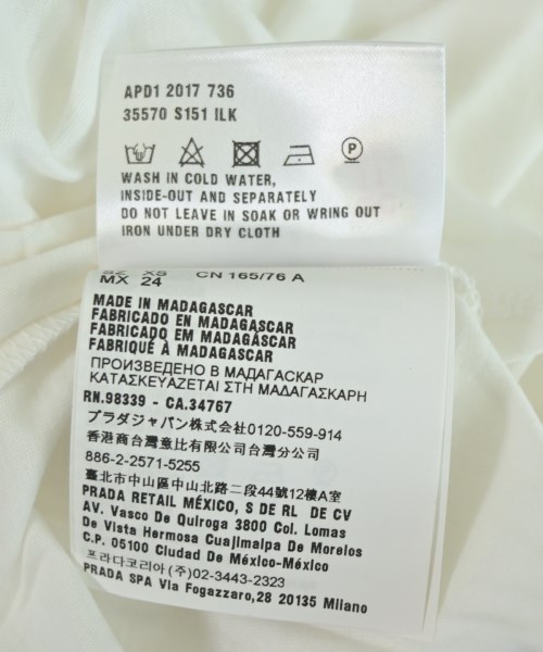 PRADA（プラダ）Tシャツ・カットソー 白 サイズ:XS レディース/2200724795147