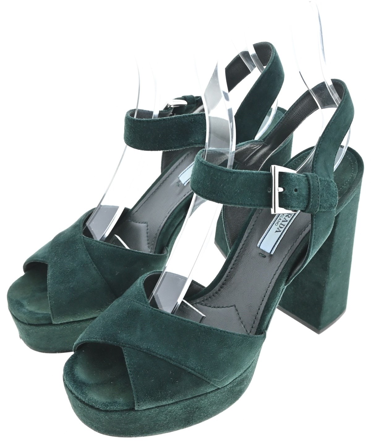 ち*み様 PRADA ベルベット 緑色 サンダル　サイズ37 PRADA（プラダ）サンダル 緑 サイズ:EU39(25cm位) レディース
