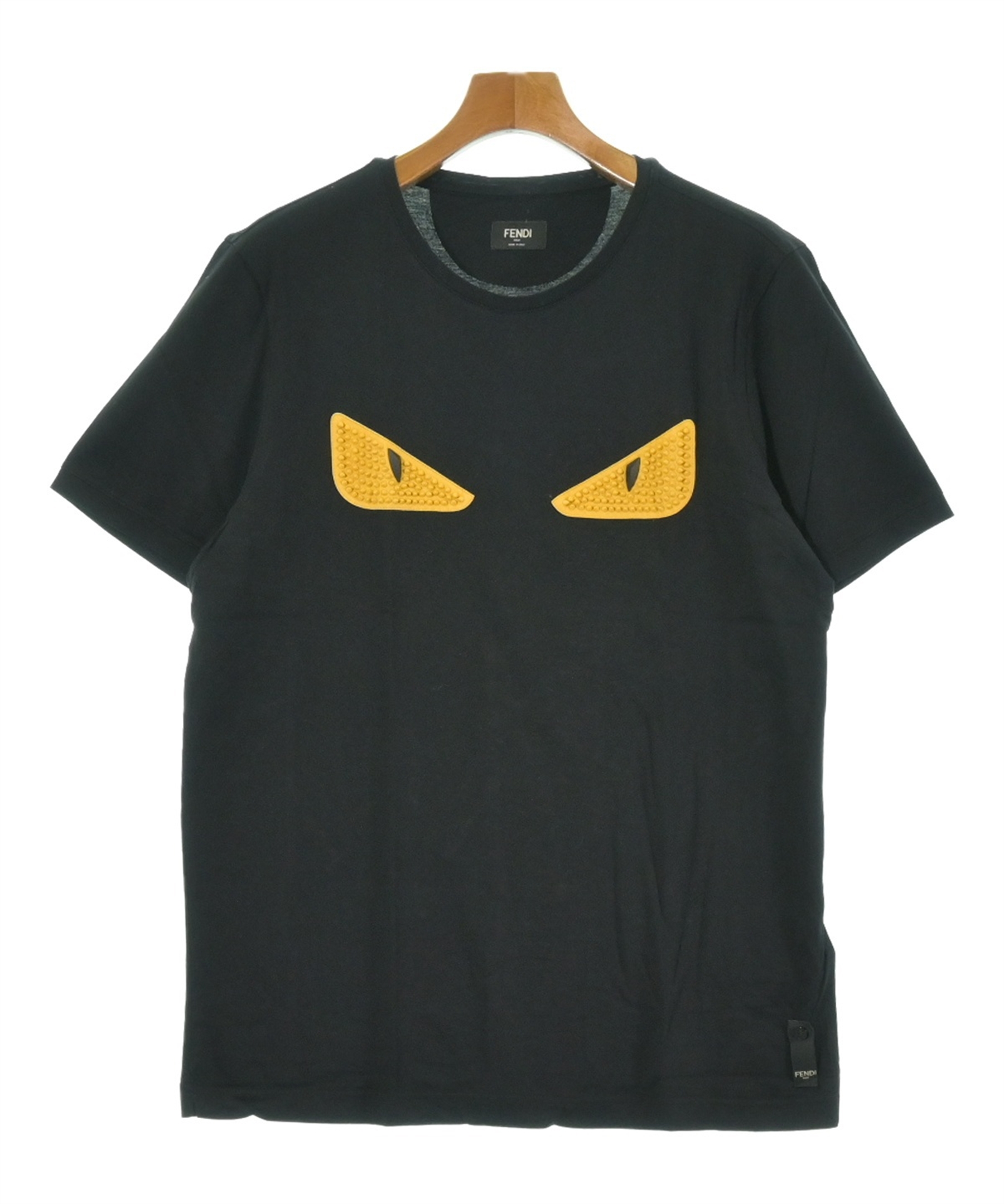 FENDI フェンディ　異素材　ミックス　ブラック 　Tシャツ　カットソー　S FENDI（フェンディ）Tシャツ・カットソー 黒 サイズ:52(XXL位