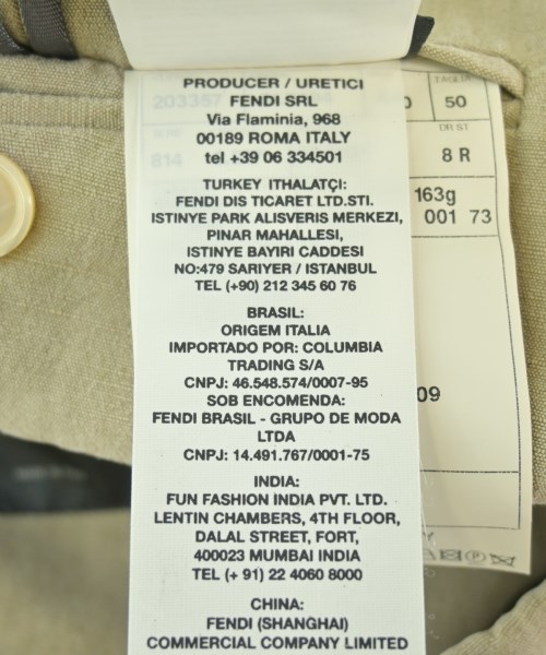 FENDI（フェンディ）テーラードジャケット ベージュ サイズ:50(XL位) メンズ/2200659716033