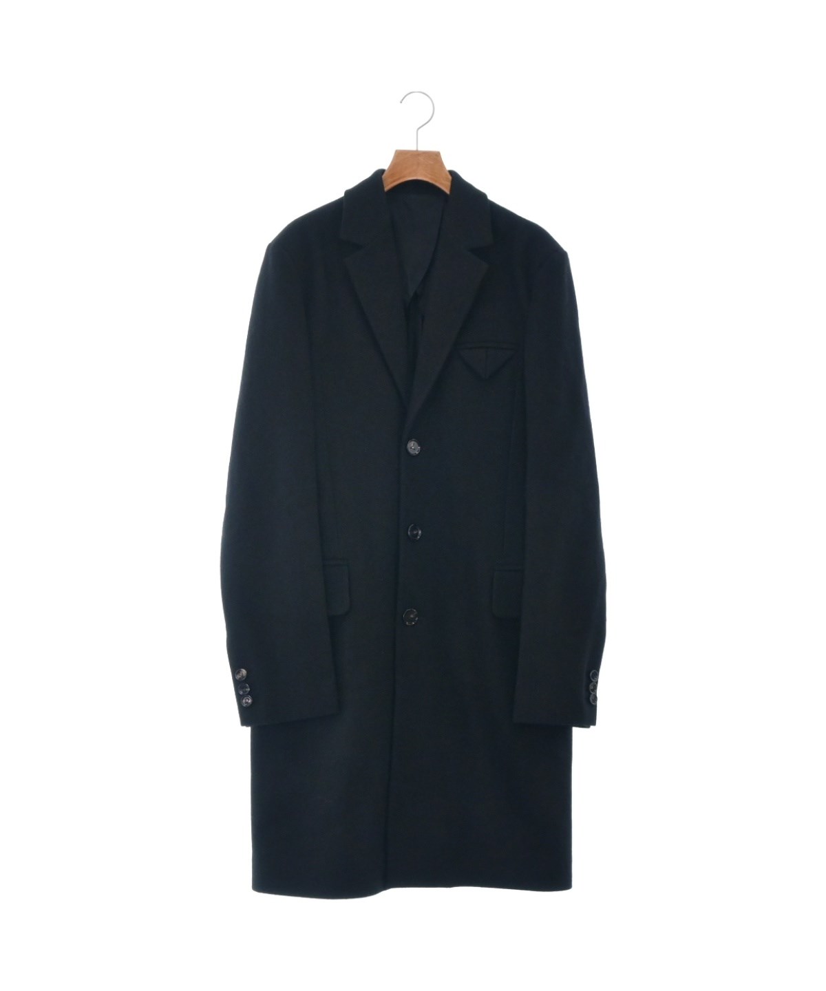 ボッテガヴェネタ 最高級✨ウールメルトンチェスターコート 46サイズ ブラック BOTTEGA VENETA（ボッテガヴェネタ）チェスターコート 黒 サイズ:46(M