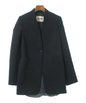 【JILSANDER】美品 ブラック サテンジャケット 34 S〜M 裏地付き JIL SANDER（ジルサンダー）テーラードジャケット 紺 サイズ:34(XXS位