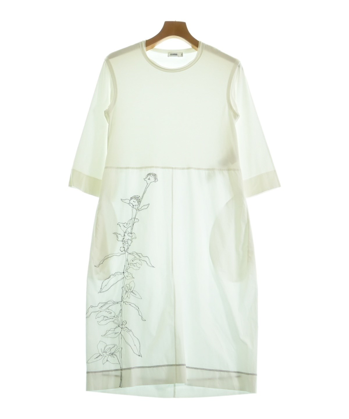JIL SANDER ホワイトミディ丈ワンピース JIL SANDER（ジルサンダー）ワンピース 白 サイズ:S レディース