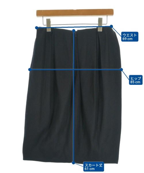 JIL SANDER（ジルサンダー）ひざ丈スカート 紺 サイズ:34(XS位) レディース/2200618985029