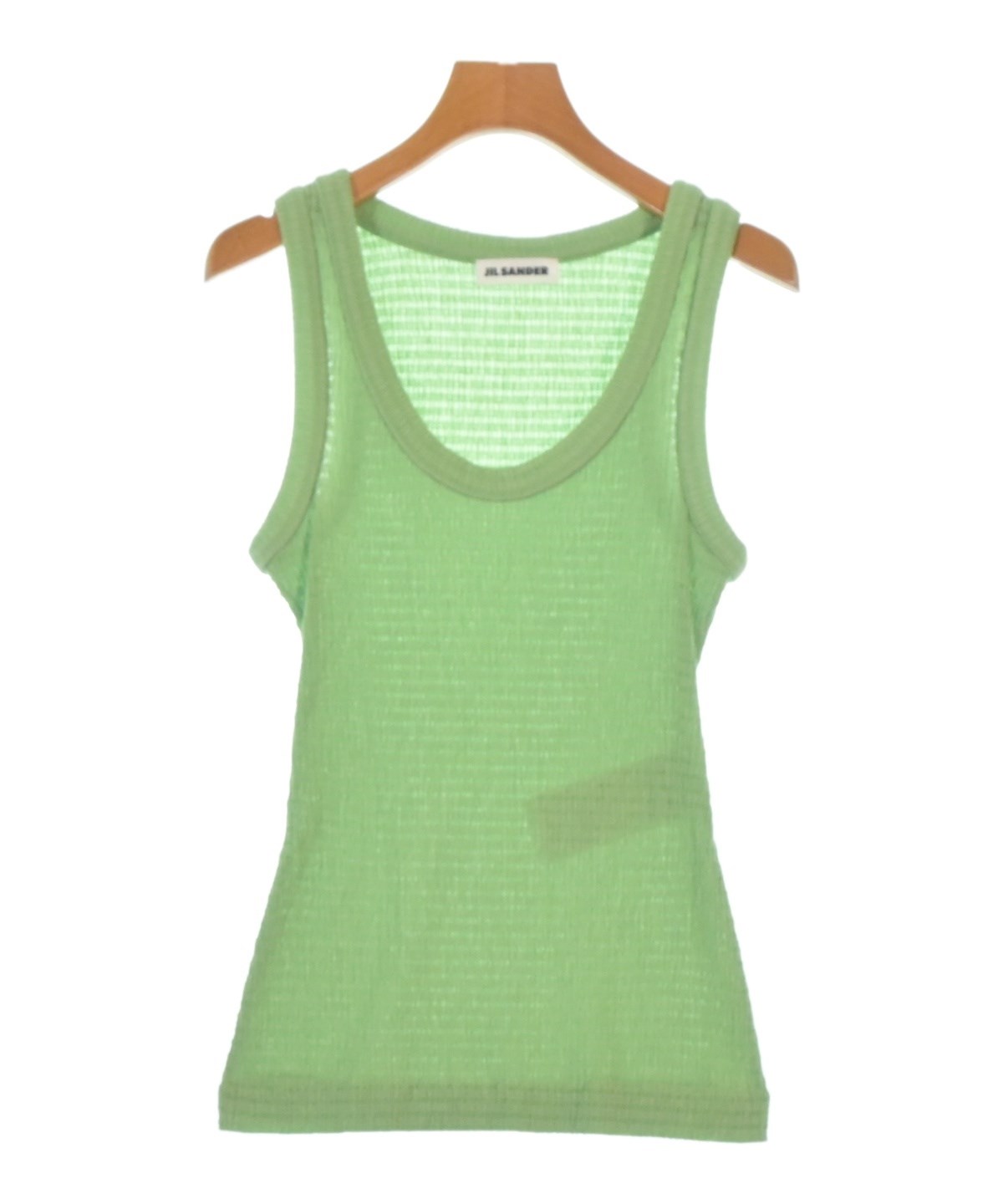 JIL SANDER グリーン Vネック タンクトップ　38 JIL SANDER（ジルサンダー）ノースリーブ 緑 サイズ:34(XS位